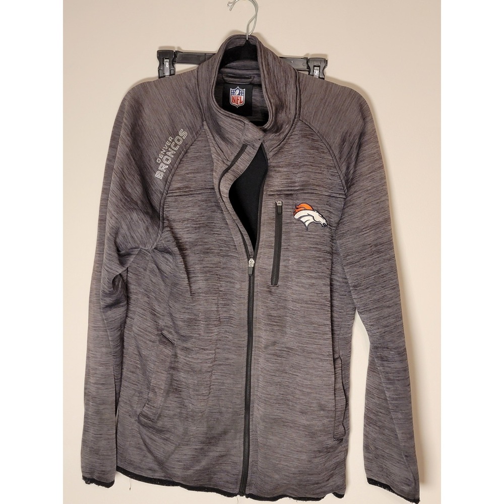 Denver Broncos‎ Jacket Mens Medium Navy Blue NFL Football Fleece Full Zip Logo